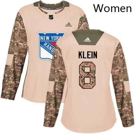 Womens Adidas New York Rangers 8 Kevin Klein Authentic Camo Veterans Day Practice NHL Jersey
